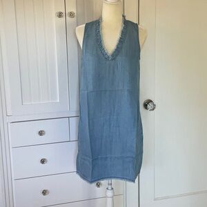 Tommy Bahama Chambray Two Palms Ruffle Shift Dress